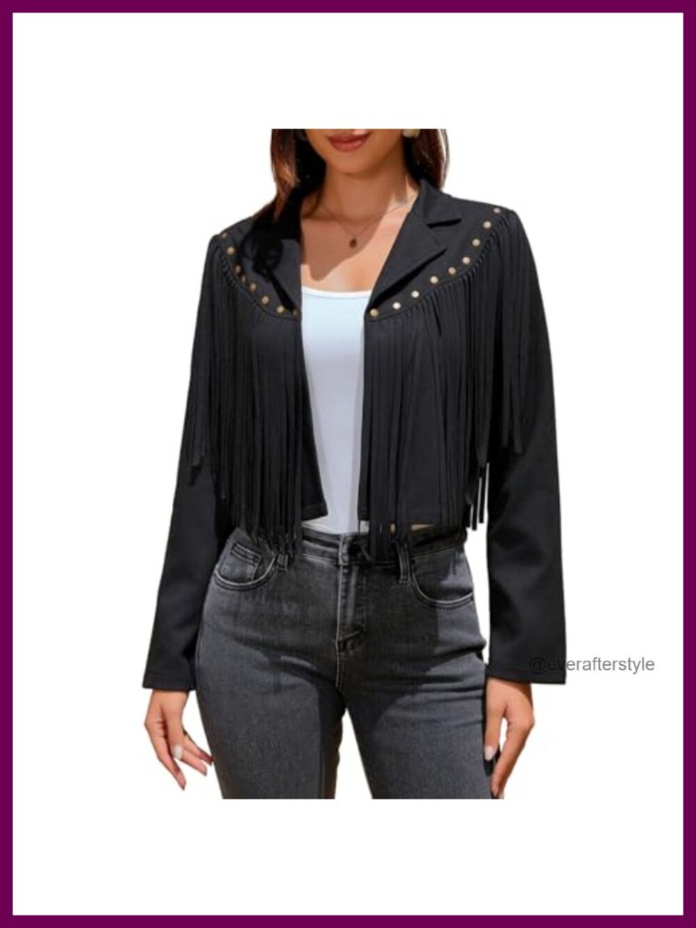 Faux Suede Fringe Jacket Cropped Motorcycle Coat Western Tassel